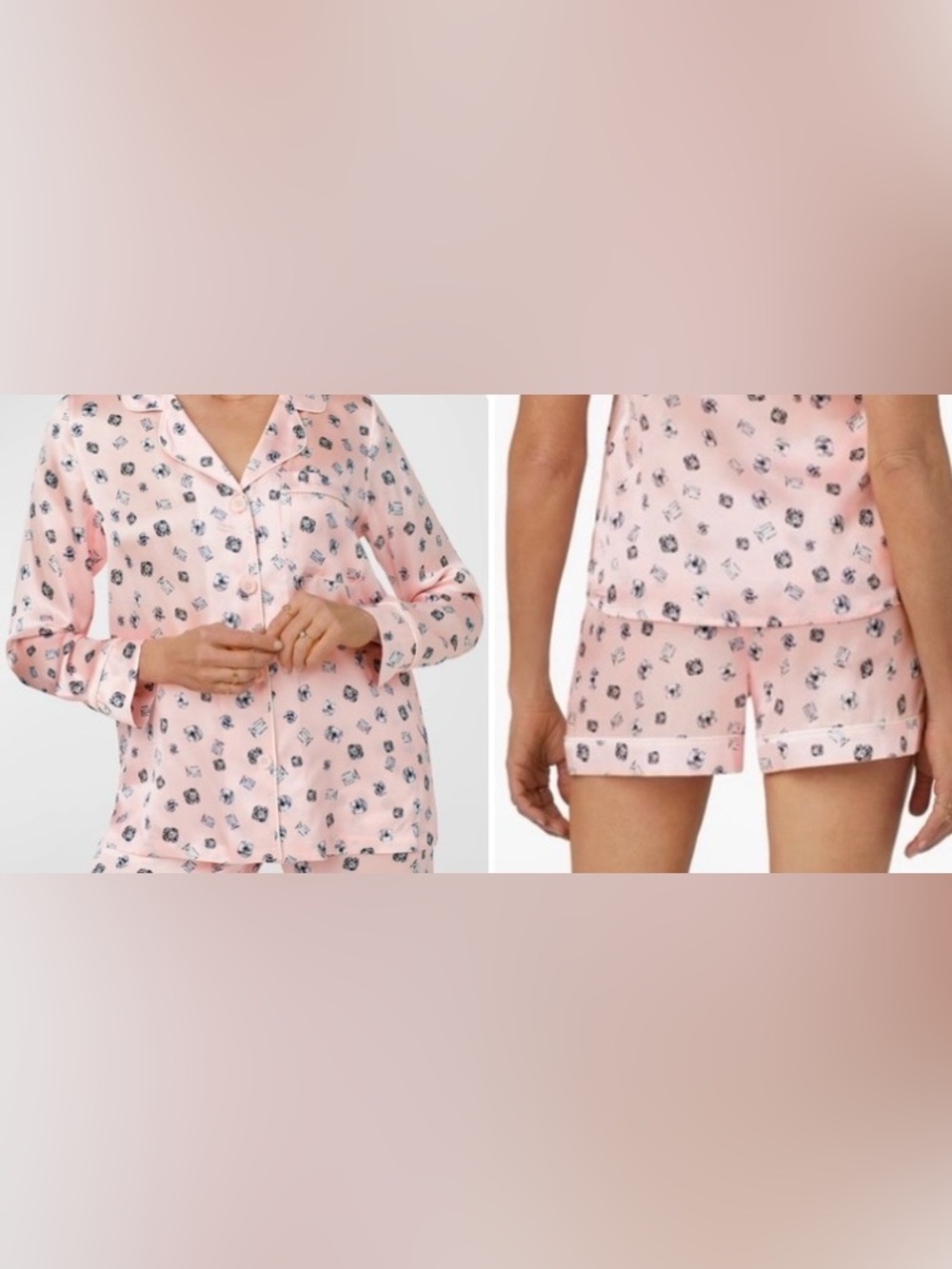 Bedhead 100% Silk Jewel Shine Bright Diamond Pajama Matching Set Medium